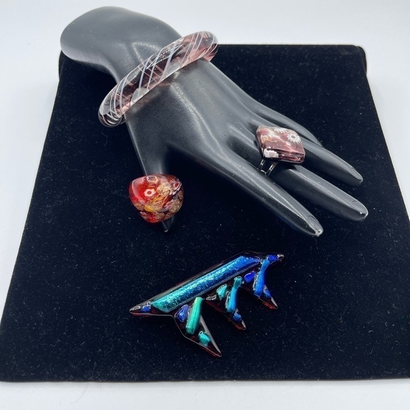Murano Italian Glass Bracelet Ring Brooche Mini Lot - Picture 4 of 4